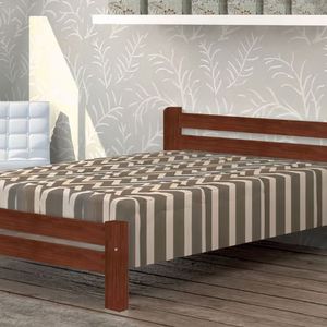 Cama Queen Size Itália de Madeira Maciça Angelim Castanho