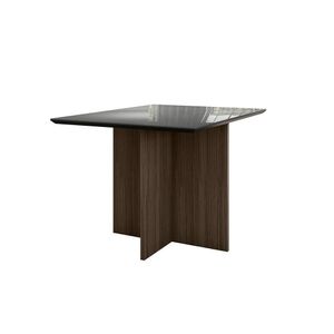 Mesa De Jantar 4 Lugares 1,20m Tampo Com Vidro Veneza Amendoa Grafite