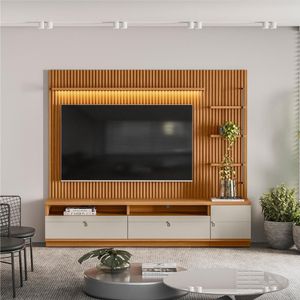 Rack E Painel Para Tv Com Modulo Lateral Bond Nature Off-white
