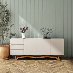 Balcão Volga 200Cm Seiva Móveis Off White/Champagne