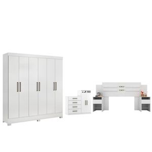 Jogo De Quarto De Casal Completo Bona Branco