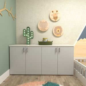 Armário Duplo Baixo Infantil Corp Bramov Móveis Branco/Cinza