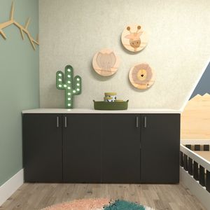 Armário Duplo Baixo Infantil Corp Bramov Móveis Branco/Preto