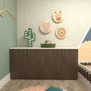 Armário Duplo Baixo Infantil Corp Bramov Móveis Branco/Ameixa Negra