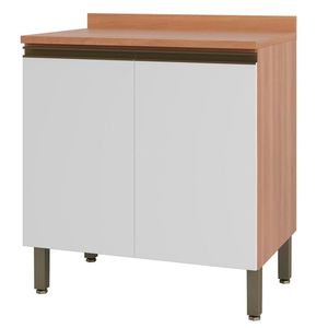 Balcão Macadâmia Com Tampo 2 Portas Freijó/Branco