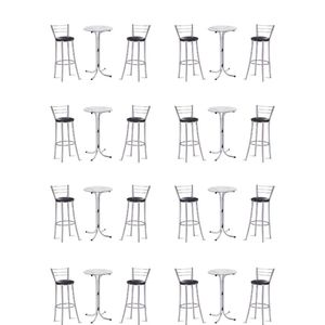 Kit 8 Bistros Com 8 Banquetas Cromadas