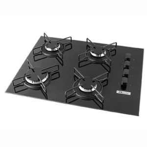 Cooktop A Gás 4 Bocas Built Soft Bivolt Automático Preto