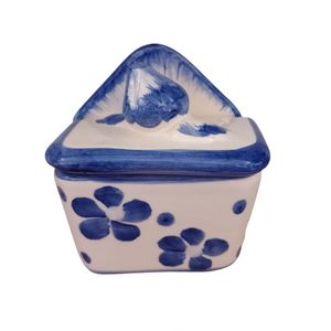 Saleiro De Cerâmica Esmaltada Quadrado 16X16X12 Azul Claro