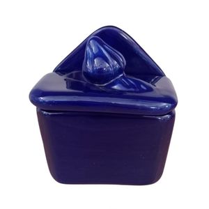 Saleiro De Cerâmica Esmaltada Quadrado 16X16X12 Azul Escuro