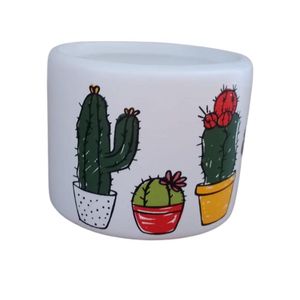 Vaso De Cerâmica Com Estampa De Cactos 5,5X7