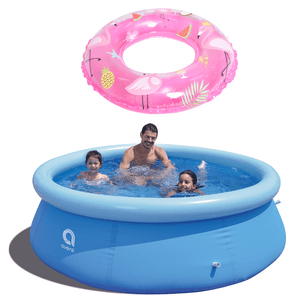 Piscina Inflável Circular 4500l E Boia 50cm Flamingos Rosa