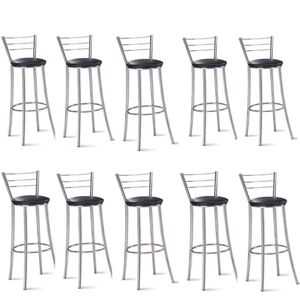 Kit 10 Banquetas Para Bancada Cromada Grazi Preto
