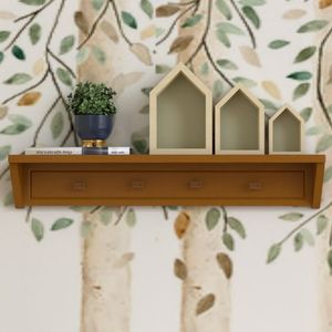 Prateleira Infantil Com 4 Cabideiros 100Cm Tudor Timber Mel
