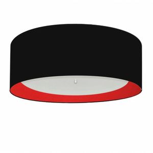 Plafon Para Sala Cilíndrico Cúpula Preto Vermelho