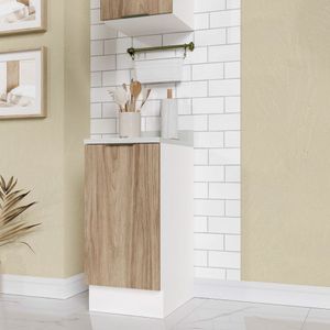 Balcão 1 Porta Com Tampo E Rodapé Ipanema Acácia/Branco