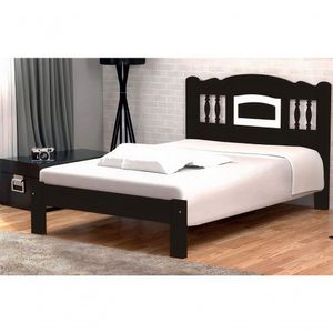 Cama Queen Size Atenas de Madeira Maciça Angelim Pedra Tauari Tabaco Branco