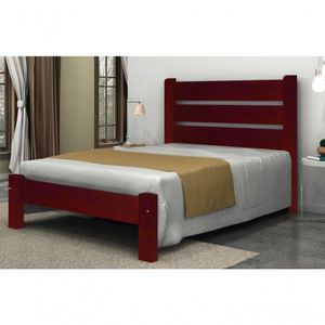 Cama Queen Size Berlim de Madeira Maciça Angelim Pedra Tauari Mogno