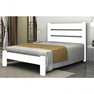 Cama Queen Size Berlim de Madeira Maciça Angelim Pedra Tauari Branco