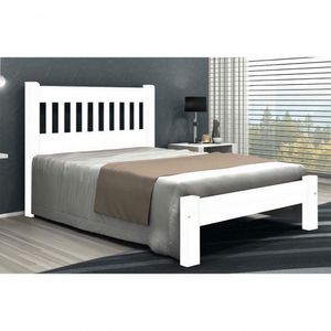 Cama Queen Size Lisboa de Madeira Maciça Angelim Pedra Tauari Branco