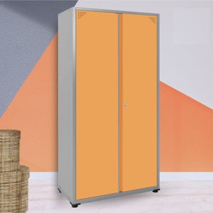 Armário 2 Portas Aço 4 Prateleiras Ap409Sl Pandin Móveis Laranja Picasso