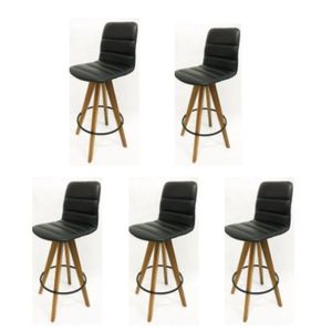 Kit 5 Banquetas Julia Gourmet Giratória Média-assento Tecido Preto