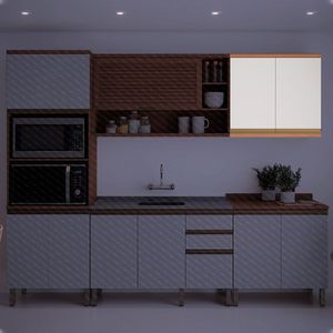 Armário 80Cm 2 Portas Macadâmia Freijó/Branco