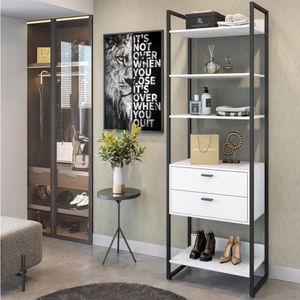 Roupeiro Cloe Com Gavetas Branco Preto