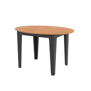 Mesa Extensível Oval 159Cm Aberta Dalla Costa Freijó/Preto