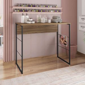 Mesa De Manicure 90,6Cm Steel Caemmun Preto/Mel