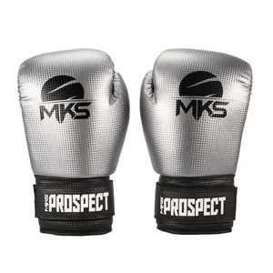 Luva De Boxe Muay Thai Mks Combat New Prospect Silver &amp; Black Tamanho 10 Oz