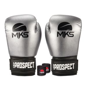 Kit Luva Boxe Muay Thai New Prospect Mks Combat Com Bandagem Preta 10 Oz