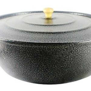Tacho Restaurante Alça De Alumínio Fundido Craqueado Preto 32Cm Cor Preto