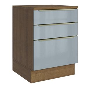 Balcão 60Cm 3GVT Rustic/Cinza Lux Madesa Rustic/Cinza