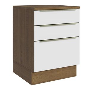 Balcão 60Cm 3GVT Rustic/Branco Veludo Lux Madesa Rustic