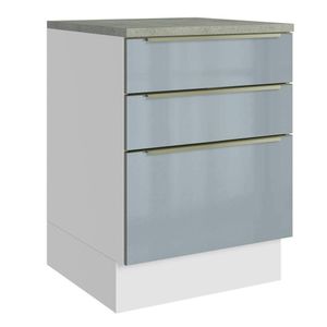 Balcão 60Cm 3GVT Branco/Cinza Lux Madesa Branco/Cinza
