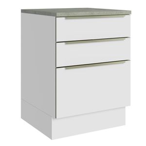 Balcão 60Cm 3GVT Branco/Branco Veludo Lux Madesa Branco