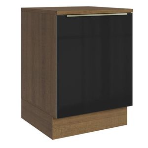 Balcão 60Cm 1PTA Rustic/Preto Lux Madesa Rustic/Preto