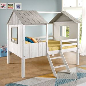 Cama Cabana Teddi Branco Rústico/Cinza Rústico