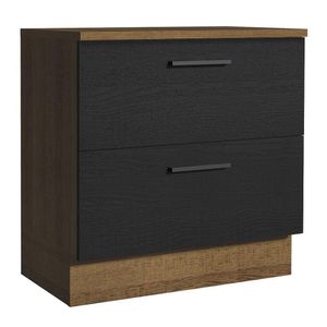 Balcão 80Cm 2GVT Rustic/Preto Agata Madesa Rustic/Preto