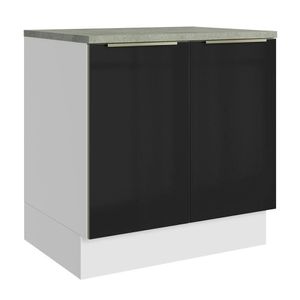 Balcão 80Cm 2PTSBranco/Preto Lux Madesa Branco/Preto