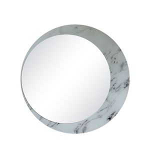 Espelho Decorativo Lateral Mármore 60Cm Redondo Luna In House Decor Branco