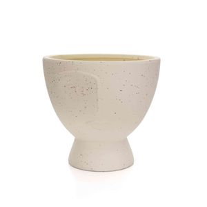 Cachepot Decorativo Rosto Em Cerâmica Areia 17x18 Cm - D'rossi