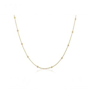Colar De Corrente Com Bolinhas Douradas Folheado Em Ouro 18k