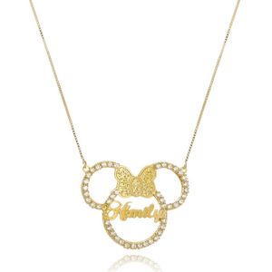 Colar Mickey E Miney Nome Trabalhado Em Zircônia