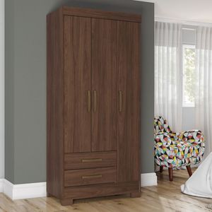 Guarda-roupa Solteiro 03 Portas 02 Gavetas Sensi Briz Castanho