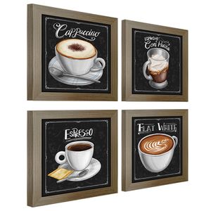 Quadro Decorativo 12X12Cm 4 Un Titulos Moldura Madeira