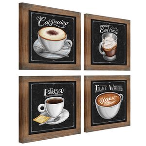 Quadro Decorativo 12X12Cm 4 Un Titulos Moldura Ypê