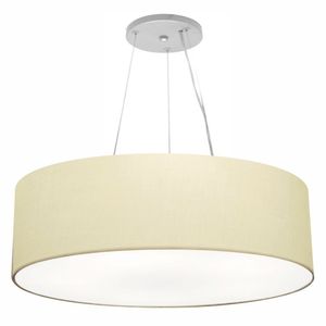 Lustre Pendente Cilíndrico Cúpula Em Tecido 100X30Cm Algodão Crú Bivolt