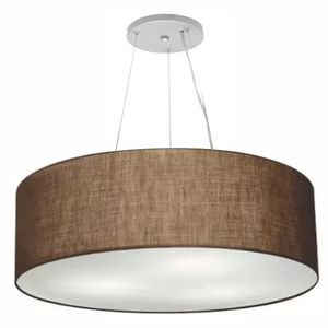 Lustre Pendente Cilíndrico Cúpula Em Tecido 100X30Cm Café Bivolt