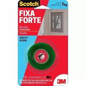 Fita Fixa Forte 3m Transparente 24mm X 2m 46668